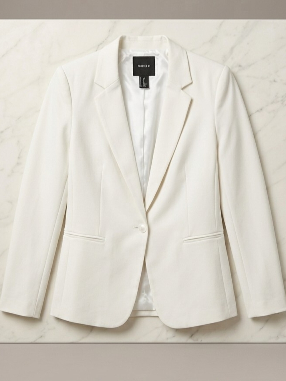 Forever 21 White Single-Button Notch Lapel Blazer Pre-owned